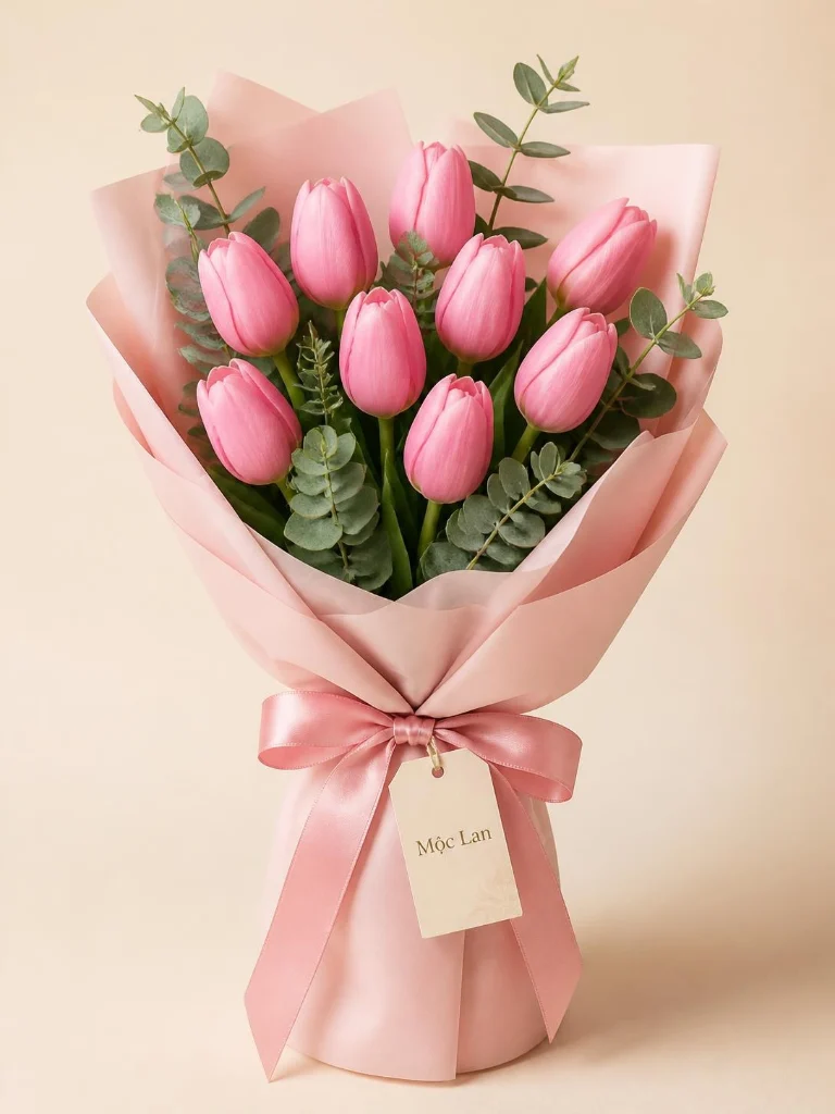 Bó tulip hồng Hà Lan 10 bông