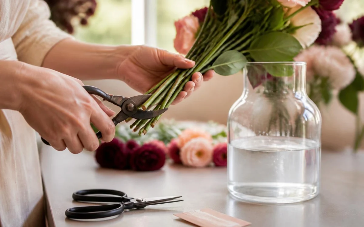 Cắt tỉa cành và thay nước giúp hoa tươi lâu